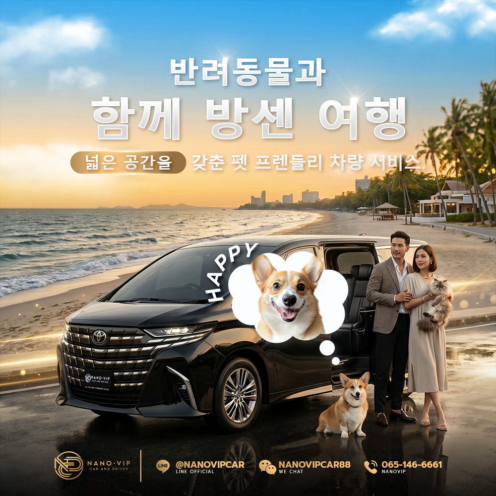 반려동물과 함께 떠나는 방센 여행 – 넓고 편안한 VIP 차량으로 더욱 특별하게