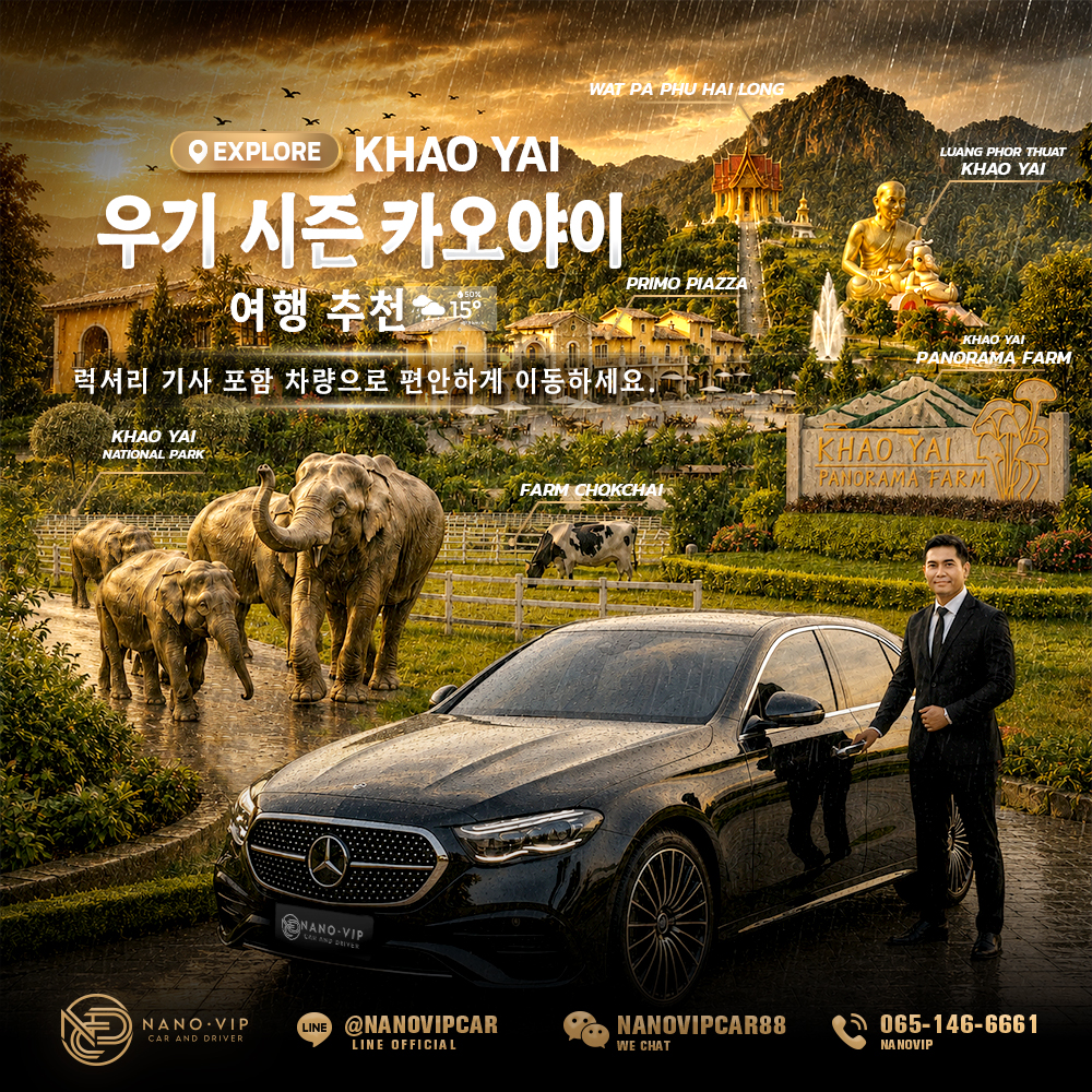 2026 우기 시즌 카오야이 여행 추천 명소 – 럭셔리 기사 서비스와 함께하는 프리미엄 힐링 여행